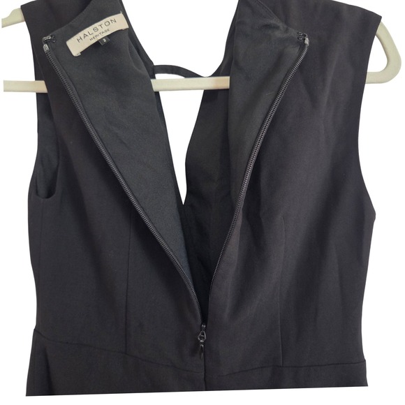 Halston Heritage Black Sleeveless Beaded Neckline Sheath Dress Size 2 - Picture 6 of 9